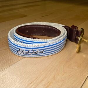Blue and White Striped Belt